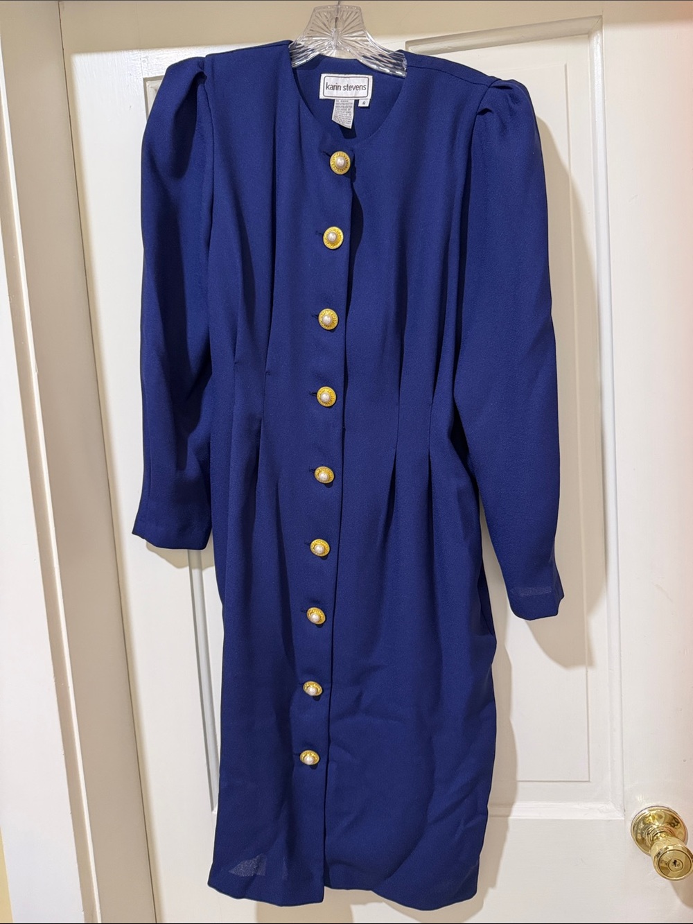 karin stevens Royal Blue Button-Front Tailored Coat